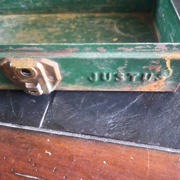 Vintage Metal tool box by Justus, Nice patina, Green - Picture 6 of 6